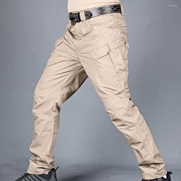 Men's Pants Men Wear-resistant Solid Color Trousers For Cycling Outdoor Zip-up Waterproof