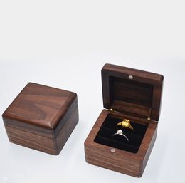 Jewelry Box Creative Wooden Ring Earring Box Pendant Storage Boxes Black Walnut