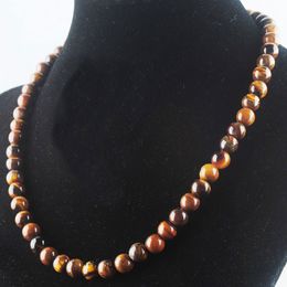 Natural Tigers Eye Gem Stone Beads 8mm Round Beaded Necklaces Strand women Handcrafted Jewelry 45cm Length New arrivals F3032