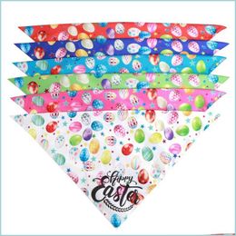 Dog Apparel Easter Day Dog Scarf Happy Colorf Egg Pattern Triangar Dogs Cute Design Pet Costumes Supply Drop Delivery 2021 Home Garde Dhkci