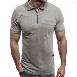 Men's Polos Solid Colour Zipper Men Shirt Short Sleeve Po-lo Male Clothing 2022 Summer Streetwear Casual Fashion Tops M-3XL