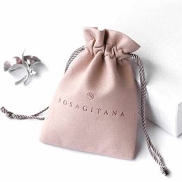 Gift Wrap 100pcs Customise print Jewellery pouches Personalised small business packaging drawstring microfiber ring earings gift bags 220913
