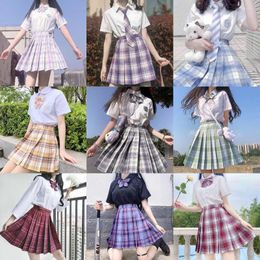 Clothing Sets CoCoSchool Girl Uniform Pleated Skirts Japanese School High Waist A-Line Plaid Skirt Sexy JK Uniforms For Woman Full Set