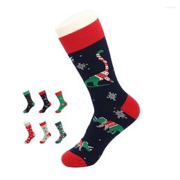 Men's Socks Christmas Mens Funny Xmas Tree Santa Claus Snowflake Elk Cotton Tube Crew Candy Happy Sock Men Year Sokken