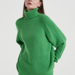 Women's Knits Tees Wixra Women Basic Turtleneck Sweater Warm Thick Loose Pullovers Bright Color Jumper Casual Tops Autumn Winter 220914
