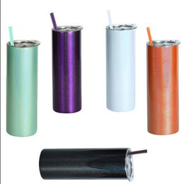 new Color Changing Tumbler 20oz Straight Sublimation Tumblers Sun Light Sensing Stainless Steel Skinny Cup with Lid and Straw