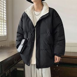 Mens Down Parkas Winter Thickened Clothes Mens Parkas Stand Collar Fashion Brand Solid Color Jackets Fleece Warm Male Padded Coats 220914