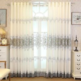 Curtain European Luxury Hollow Soluble Embroidery Window Screens Curtains For Living Room Bedroom Sheer Cloth #4