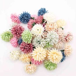 Faux Floral Greenery 10 pcsparty Artificial Flower 4Cm Silk Carnation Flower Head Wedding Party Home Decoration Diy Wreath Gift Box Scrapbook Craft J220906