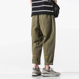 Men's Pants Wide Pants Men Loose Baggy Harem Pants 5XL Plus size Ankle length Trousers Black With Belt Joggers Sport Sweatpants 100% Cotton 220914