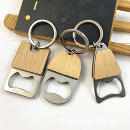 Portable Small Bottle Opener With Wood Handle Wine Beer Soda Glass Cap Bottle-Opener Key Chain For Home Kitchen Bar SN4688