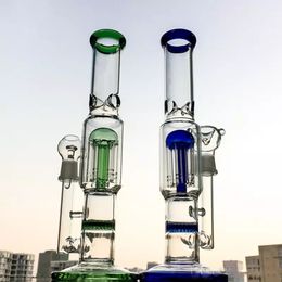 Glass Water Smoking Pipe Hookah Cigarette Shisha Tube Tobacco Smoking Percolator Pipes Honeycomb Disc Bong With Arm Tree Perc Vase