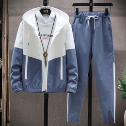 Men's Tracksuits Cardigan JacketsPants Sportwear Sets Men Patchwork Sport Suit Casual Tracksuit Male Sweat Suits 6 Colours 220914