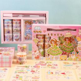 Gift Wrap Washi Tape Set Stickers 10 Rolls Fashion Cute Girls Masking PET 10pcs Die Cut Stationery Box