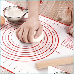 Baking Pastry Tools 60X40Cm Non-Stick Sile Baking Mat Pizza Dough Maker Pastry Kitchen Gadgets Cooking Tools Utensils Bakeware Knead Dh9Ey