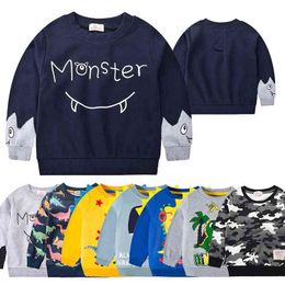 2-8 Year Children Pullover Sweatshirt Cartoon Dinosaur Monster Print Outerwear Jacket Toddler Kids Spring Autumn Boy Clothes 0913