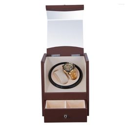 Watch Boxes Automatic Winder Box High Quality Leather Uhrenbeweger Winding Motor Shaker Rotator Black Brown Wood Casket