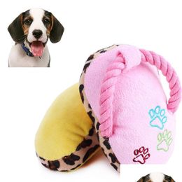Dog Toys Chews Cute Puppy Magnetic Dog Toy Pet Chew Play Squeaker Sound Plush Slippers Bread Shape Gift Slipper For Drop Delivery 20 Dhjcu