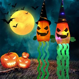 Other Event Party Supplies Halloween LED Ghost Skeleton Bat Pumpkin Windsocks Hanging Decor for Home Indoor Outdoor Yard Flag Wind Socks Party Supplies 220914