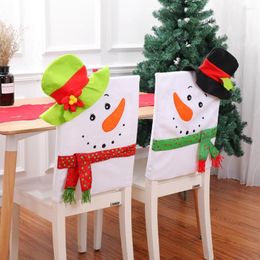 Chair Covers Christmas Snowman Hat Cover Cartoon Green Black Lovers Back Home Party Year Ornament