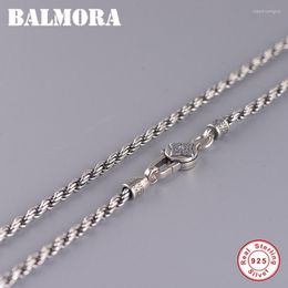 Chains BALMORA Real 925 Sterling Silver Retro Buddhism Six-Word Sutra Weaving Chain Necklaces For Women Men Couple Cool Fashion Jewellery