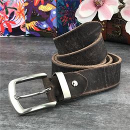 Belts Stainless Steel Belt Buckle Luxury Leather Men Super Thick Ceinture Genuine Men's Wide Riem SBT0010