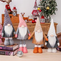 Christmas Decorations Large Christmas Gnomes Decoration with Long Retractable Leg Handmade Large Standing Gnome Plush Holiday Elf for Xmas Party Decor 220914