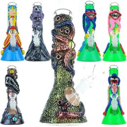 glass beaker bong Huggy Wuggy Granny Monster Horror Games Funny Octopus Playtime water pipe for Dry Herb Glass water bong Heady halloween