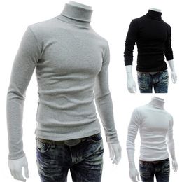 Mens Sweaters Long Sleeve Men Tshirt Turtleneck Men Pullover Soft Blouse Solid Colour Stretchy Knitted Shirt Mens clothing for Autumn Winter 220914
