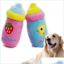 Dog Toys Chews Dog Toys For Small Large Dogs Cats Pet Squeak Plush Milk Bottle Design Puppy Chew Supplies Drop Delivery 2021 Home Gar Dh9W1