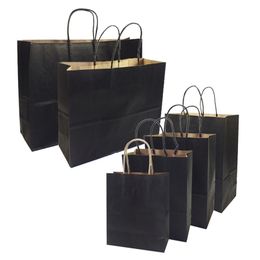 Gift Wrap 10 Pcs/lot Gift Bags With Handles Multi-function High-end Black Paper Bags 6 Size Recyclable Environmental Protection Bag 220913