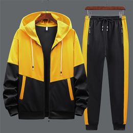 Men's Tracksuits Autumn Men's Patchwork HoodiesPants Sets Hooded SweatshirtSweatpants Men Tracksuits 2PCS Cardigan Hoodie Suits S-4XL X57801 220914
