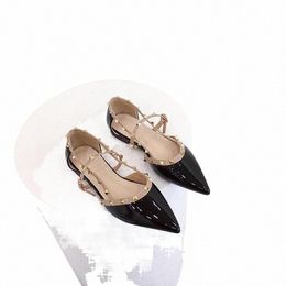 2022 Women Sandals Pointed Toe Slippers Fashion Flat Slides Causal Shoes Luxury Female Thick Heels