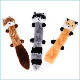 Dog Toys Chews Dog Squeaky Plush Toy Cartoon Animal Raccoon Shape Pet Chew Toys Accessories Bite Resistant Sound Chewing Drop Delive Dhpde