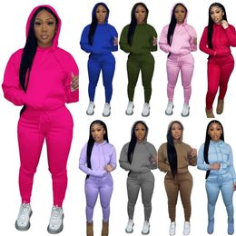 Tute con cappuccio da donna autunno inverno 2 pezzi Set Designer peluche con coulisse pullover con cappuccio pantaloni sportivi abiti tute