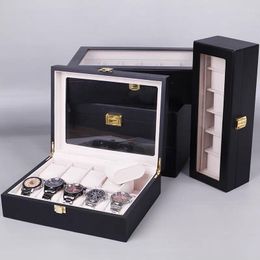 Watch Boxes Top Wooden Display Case Black Organizer Storage Packing Gift Holder