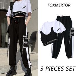 Women's Two Piece Pants 3 Pieces Set Summer Women Cargo Pants Suit Set Streetwear Outfit Harajuku Short Sleeve Trousers Crop Tops Tee Shirt #TZ05 220913