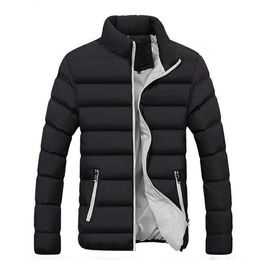 Mens Down Parkas Thick Men Warm Parka Jackets Winter Casual Mens Outwear Coats Solid Stand Collar Male Windbreak Cotton Padded Down Jacket 220914