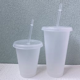 Transparent PP Tumblers light and compact plastic straw cup 500ml 700ml portable cup directly provided by the manufacturer