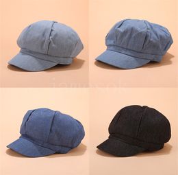 Solid Color Short Brim Spring Summer Painter Hat Beret Fashion New Women Newsboy Hat Peaked Cap de752