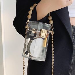 Evening Bags Fashion Clear Crossbody For Women 2022 Luxury Candy Colour Acrylic Shoulder Bag Small Beads Handle Women's Handbag Party