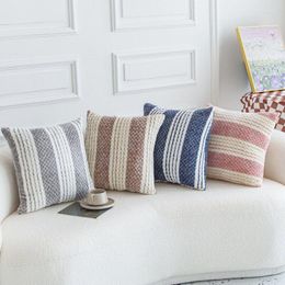 Pillow Stripe Short Plush Pillowcase 45x45 Home Office Sofa Backrest Living Room Decoration