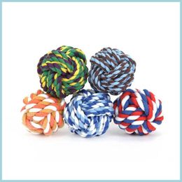 Dog Toys Chews Pet Puppy Cotton Chew Knot Rope Dog Toys Interactive Durable Ball Shaped Braided Toy Drop Delivery 2021 Home Garden Su Dh7Em