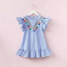 Family Matching Outfits Mother and daughter clothes Nine Quarter Stripe Tassel Mini Dress Mom and daughter dress Family matching clothes Summer Outfits 220914