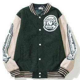 Giacche da uomo Hip Hop Men Varsity Jacket Harajuku Vintage Bomber Giacche Astronauta Allentato Sport Baseball Uniform Boyfriend Style Streetwear New T220914