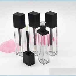 Packing Bottles 7Ml Clear Square Plastic Lip Gloss Tubes Empty Lipgloss Sample Container Cosmetic Glaze Transparent Packaging Bottle Dhnz3