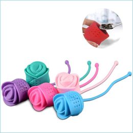 Tea Strainers Sile Tea Strainers Creative Rose Flower Shape Teas Infuser Home Coffee Vanilla Spice Philtre Diffuser Reusable Drop Deli Dh3Yq