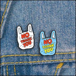 Pins Brooches Cartoon Brooch White Blue "No Thank You" Ornament Brooches Pins Personality Badge Lapel 1468 E3 Drop Delivery 2021 Jewe Dhkza