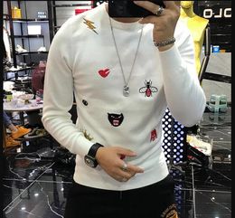 New Mens Causal O Neck Sweater Autumn Winter Pullover Knitted designer Jumper Sweaters Slim Fit Male animal flowers styles long sleeves black white Colour