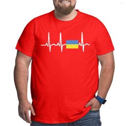 Men's T Shirts Leisure I Love Ukraine Heartbeat T-Shirts For Men Cotton Short Sleeve Big Tall Tee Shirt Size 4XL 5XL 6XL Clothes